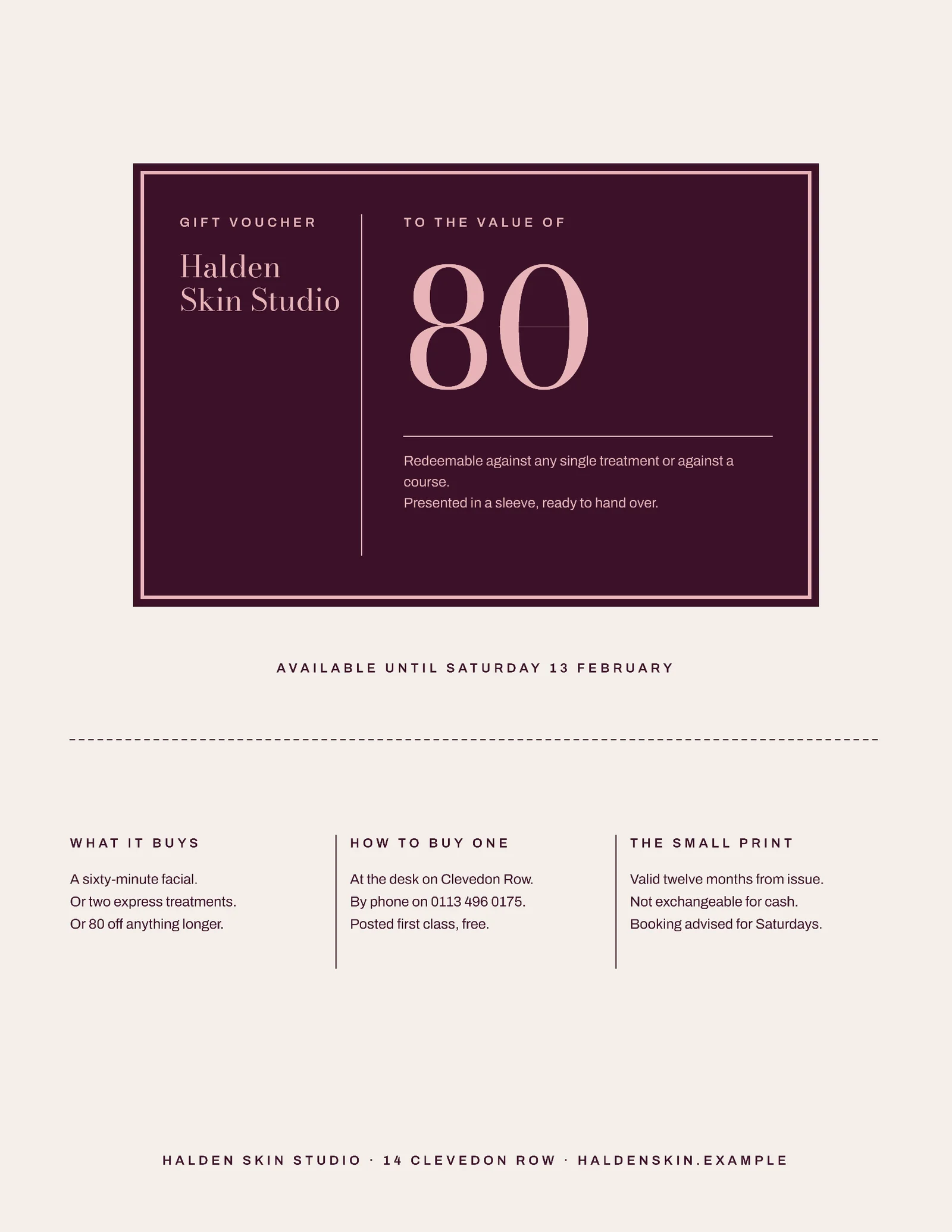 Blush Chalk Plum Voucher Card Skin Studio Valentine's Gift Flyer — Letter Flyer template
