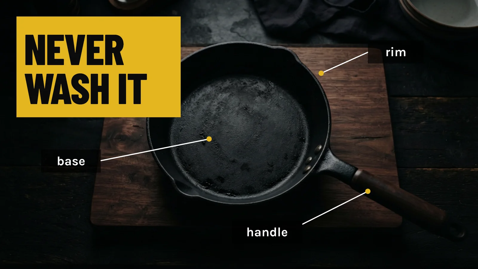 Cast Iron Care YouTube Thumbnail — 16:9 Youtube thumbnail template