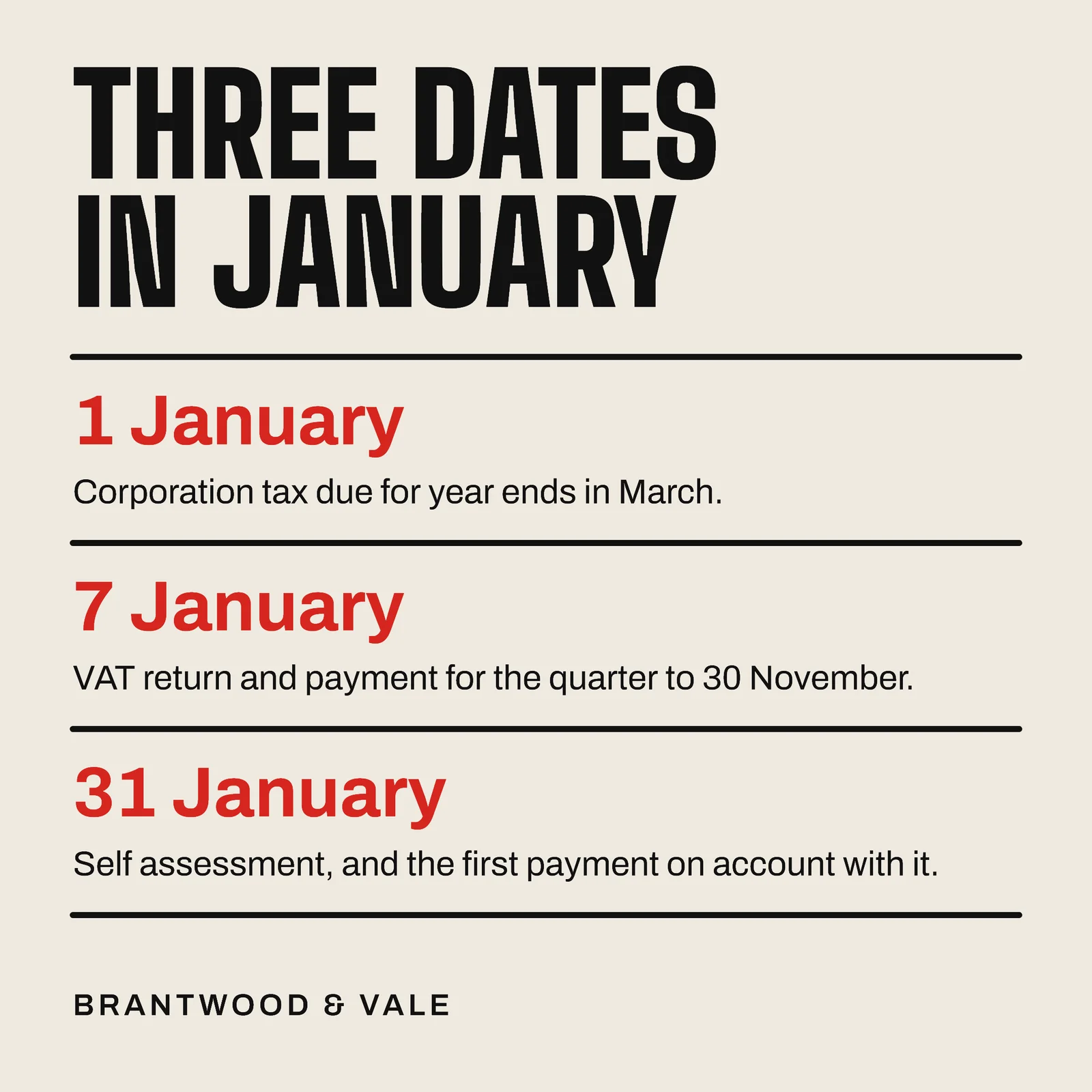 Infographic January Deadlines LinkedIn Post — 1:1 LinkedIn post template