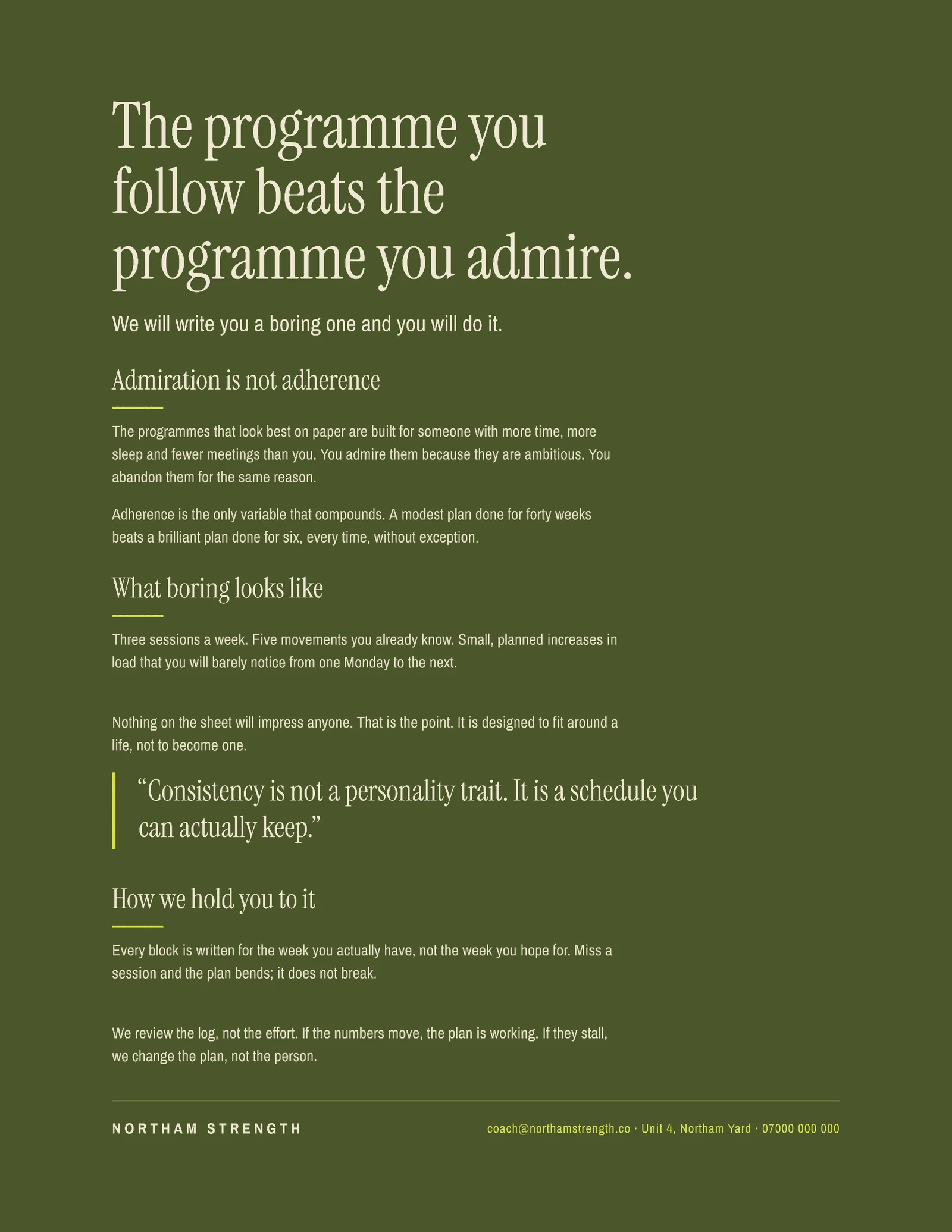 Consistency One Pager — 2-page One pager template, page 1 of 2