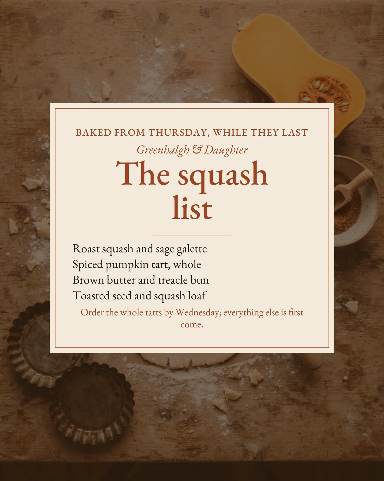 Bakery Label Plate Pumpkin Bake List Facebook Post — 4:5 Facebook post template