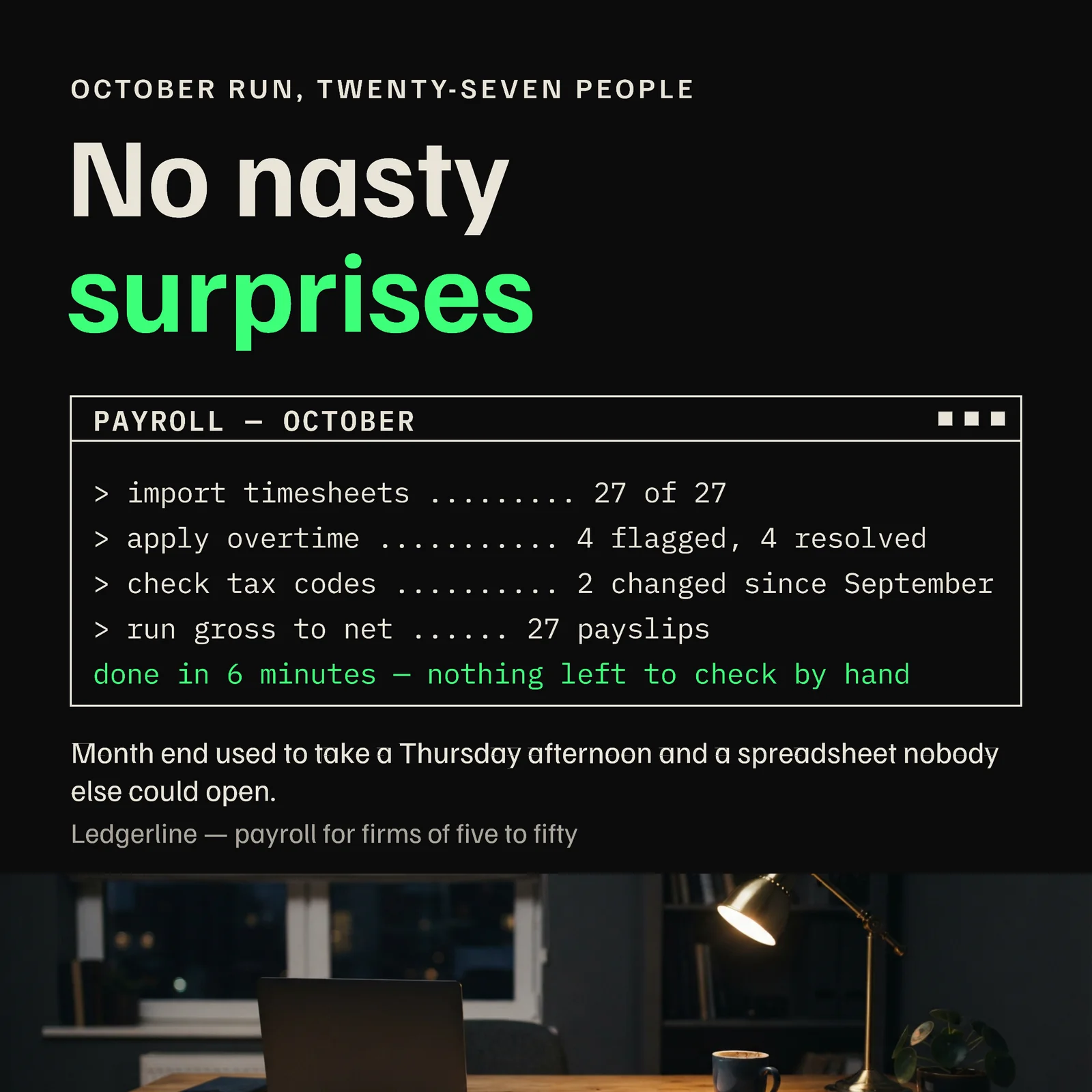 Payroll Software Terminal Panel Quarter End Instagram Ad — 1:1 Instagram ad template