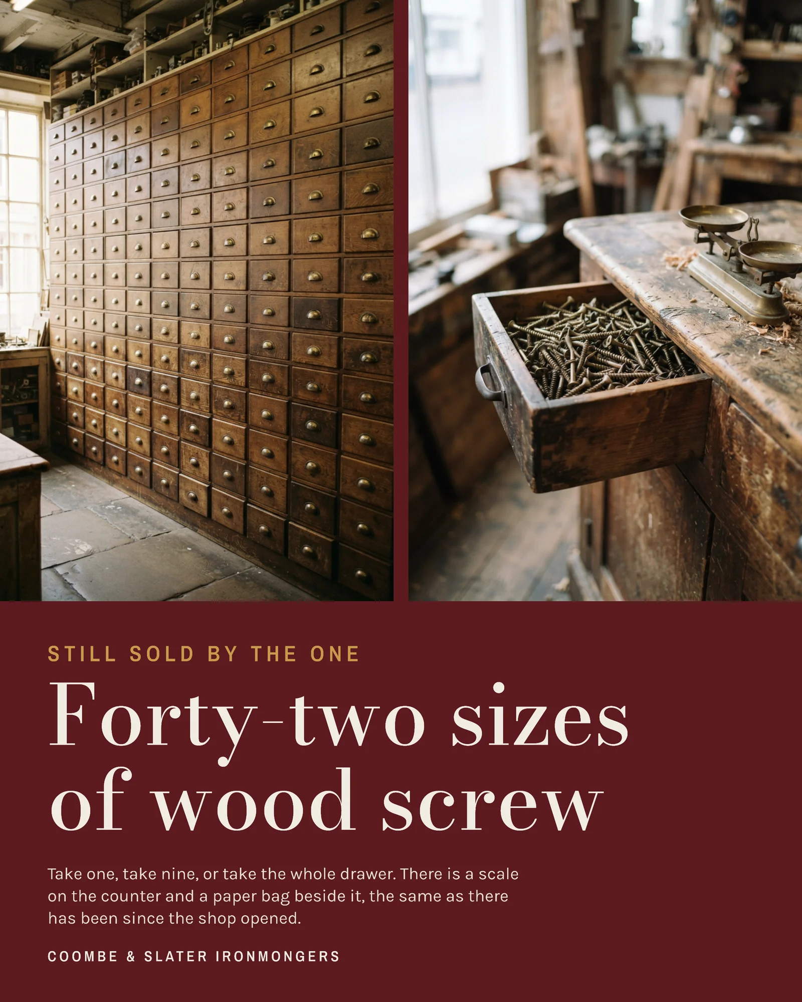 Oxblood Diptych Ironmonger Loose Screws Instagram Post — 4:5 Instagram post template