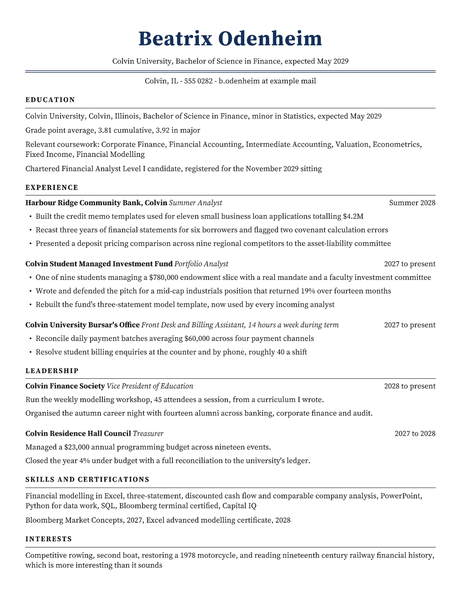 Finance Internship Resume — Letter Resume template