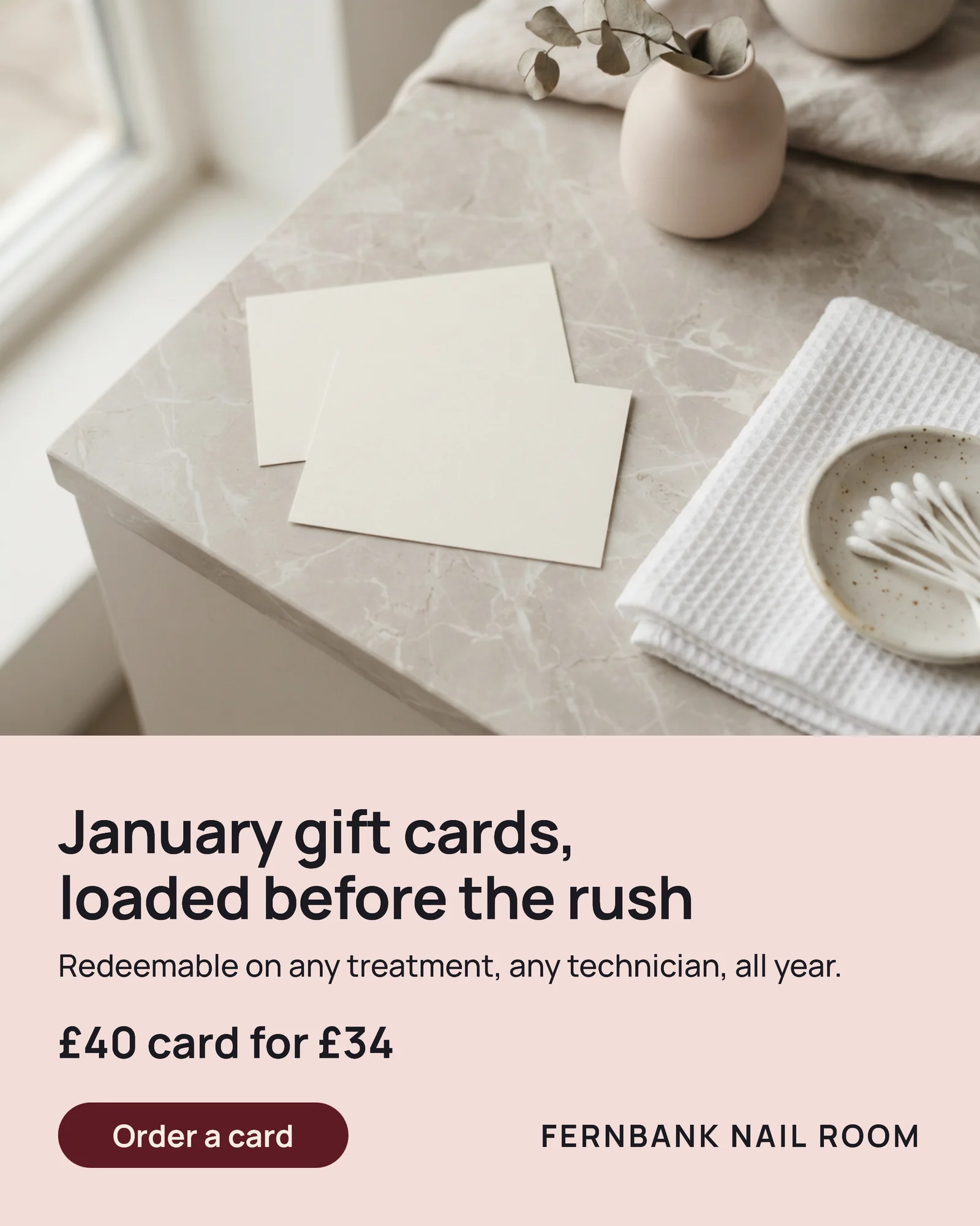 New Year Gift Cards Nail Salon Instagram Ad — 4:5 Instagram ad template