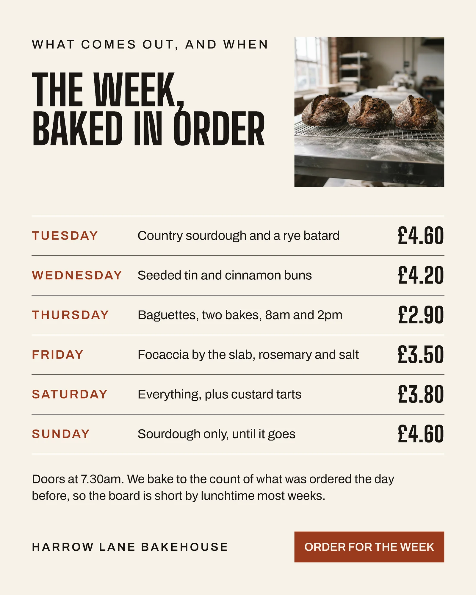 Flour White Rust Weekday Bake Column Bakehouse The Week Instagram Ad — 4:5 Instagram ad template