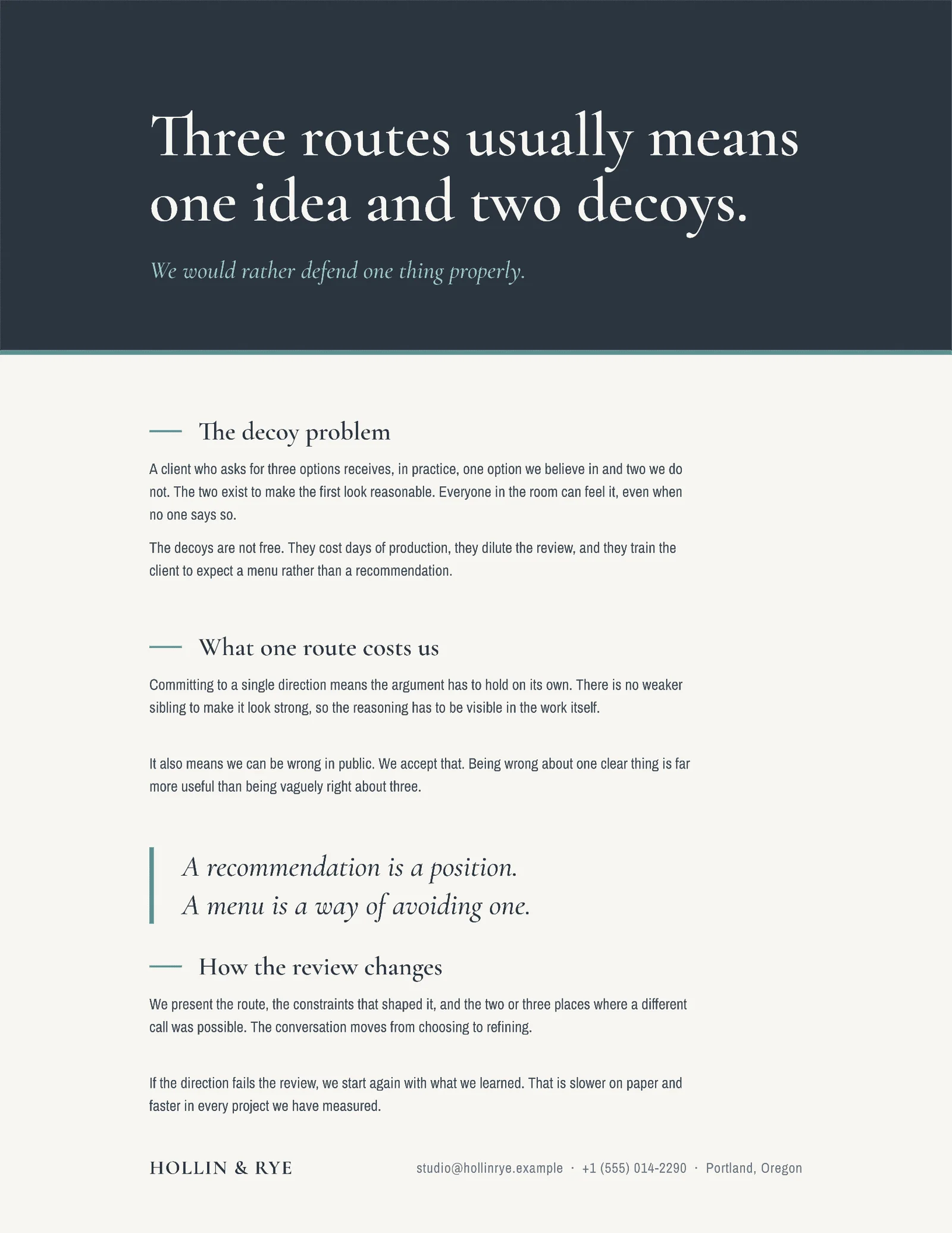Three Decoys Resume — 2-page Resume template, page 2 of 2