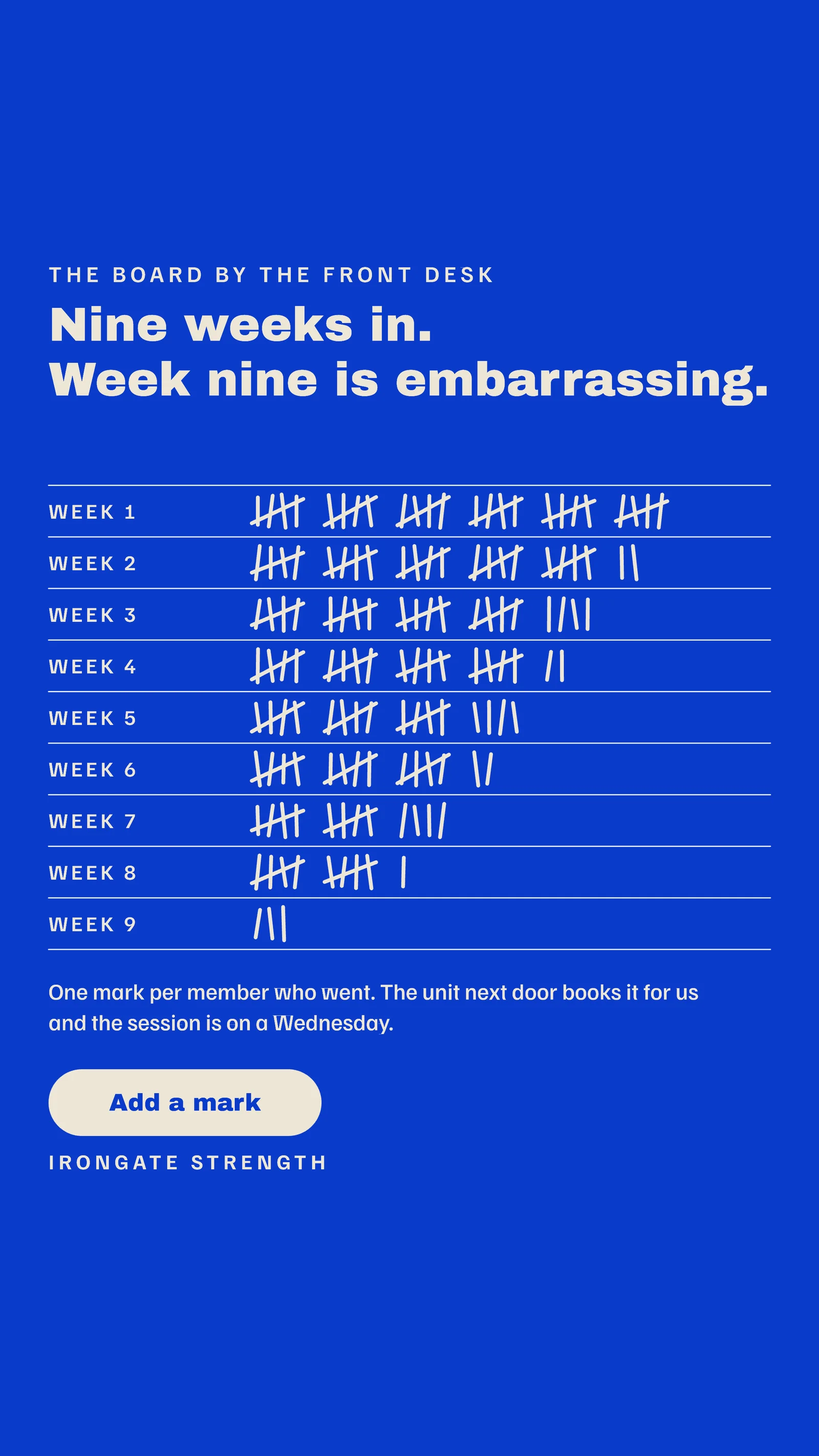Cobalt Tally Sheet Gym Blood Drive Instagram Story — 9:16 Instagram story template