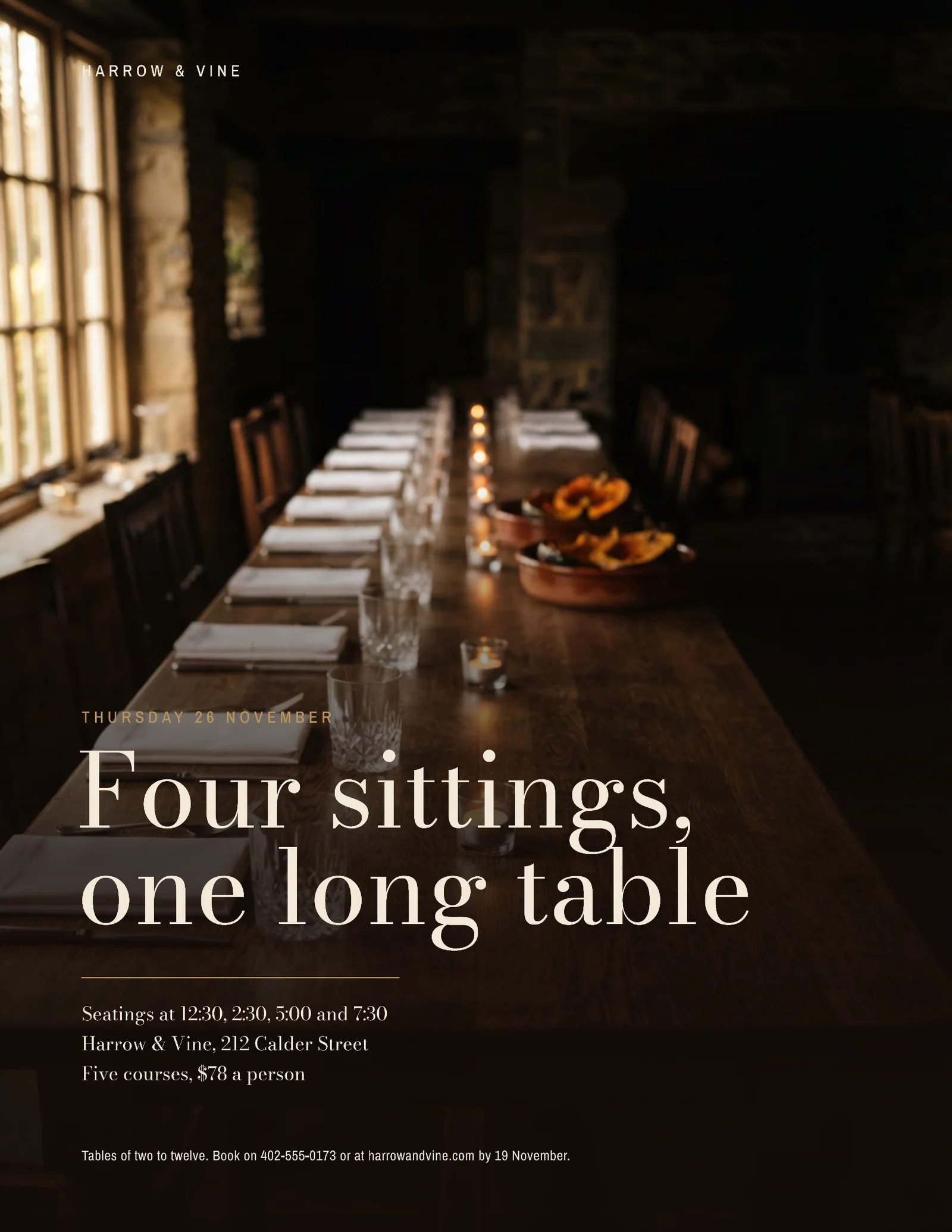 Ember Full Bleed Thanksgiving Sittings Invitation — Letter Invitation template