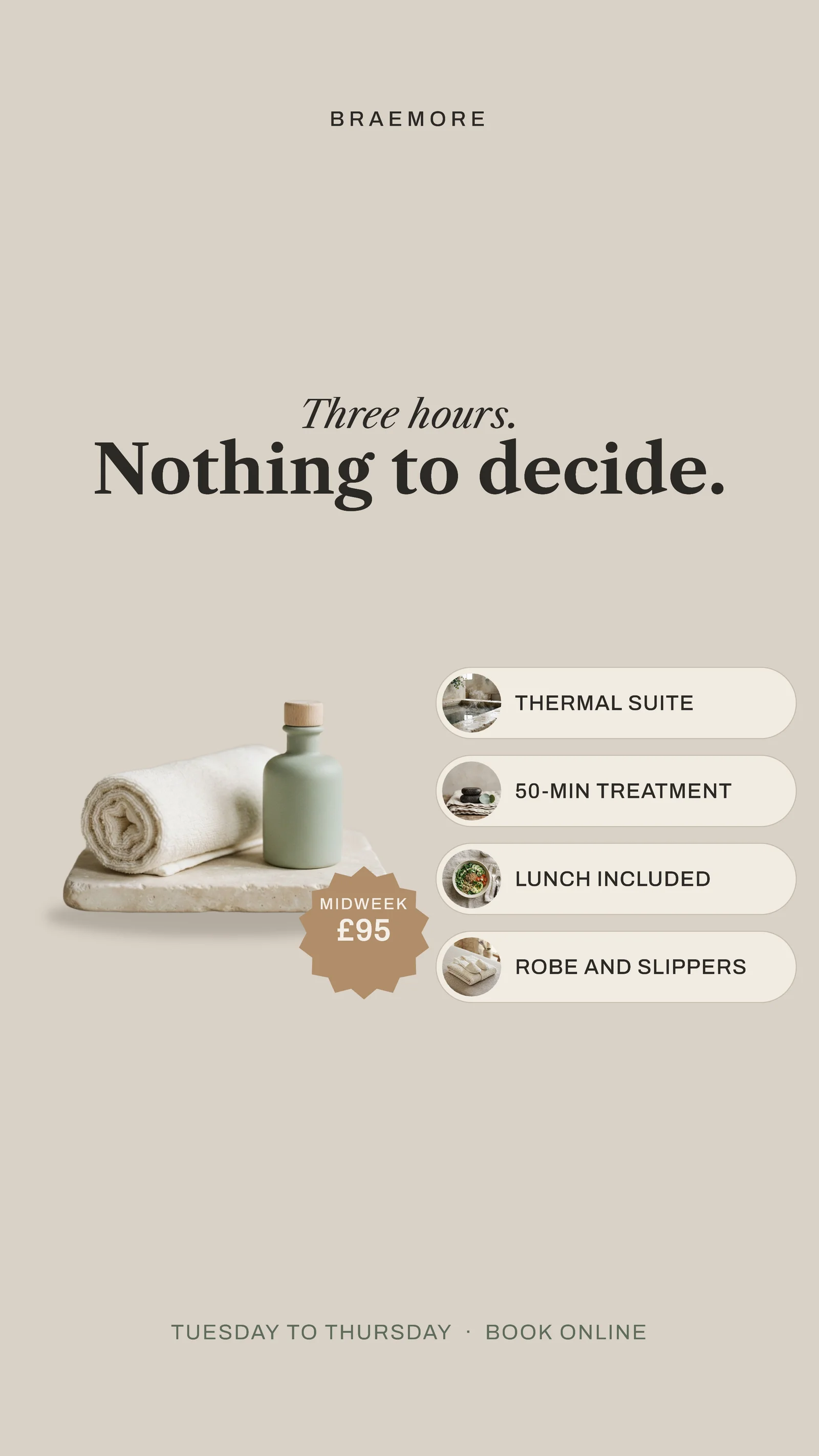 Greige rows with plinth — 9:16 Instagram ad template