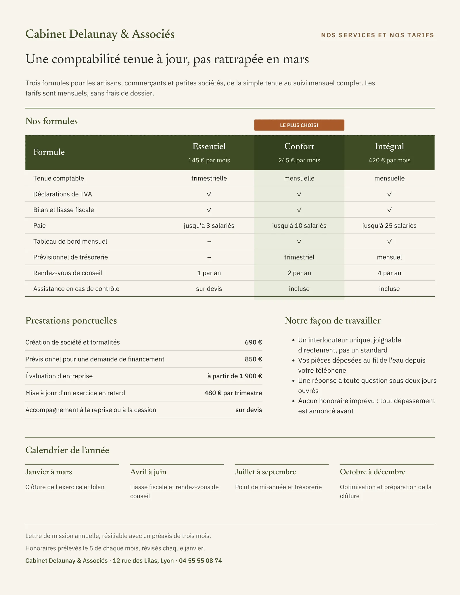 Olive Service Tiers Accounting Firm One Pager — 2-page One pager template, page 1 of 2