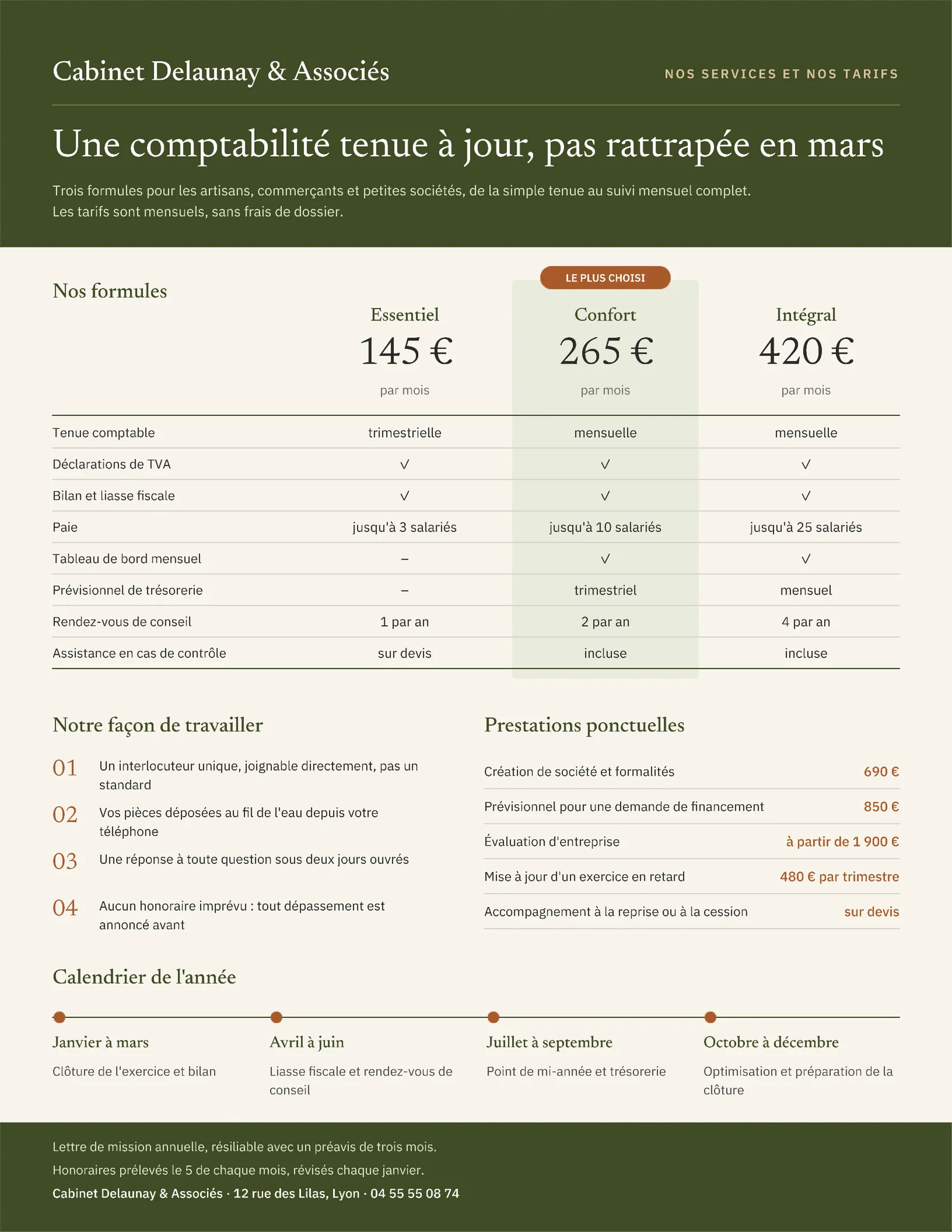 Olive Service Tiers Accounting Firm One Pager — 2-page One pager template, page 2 of 2