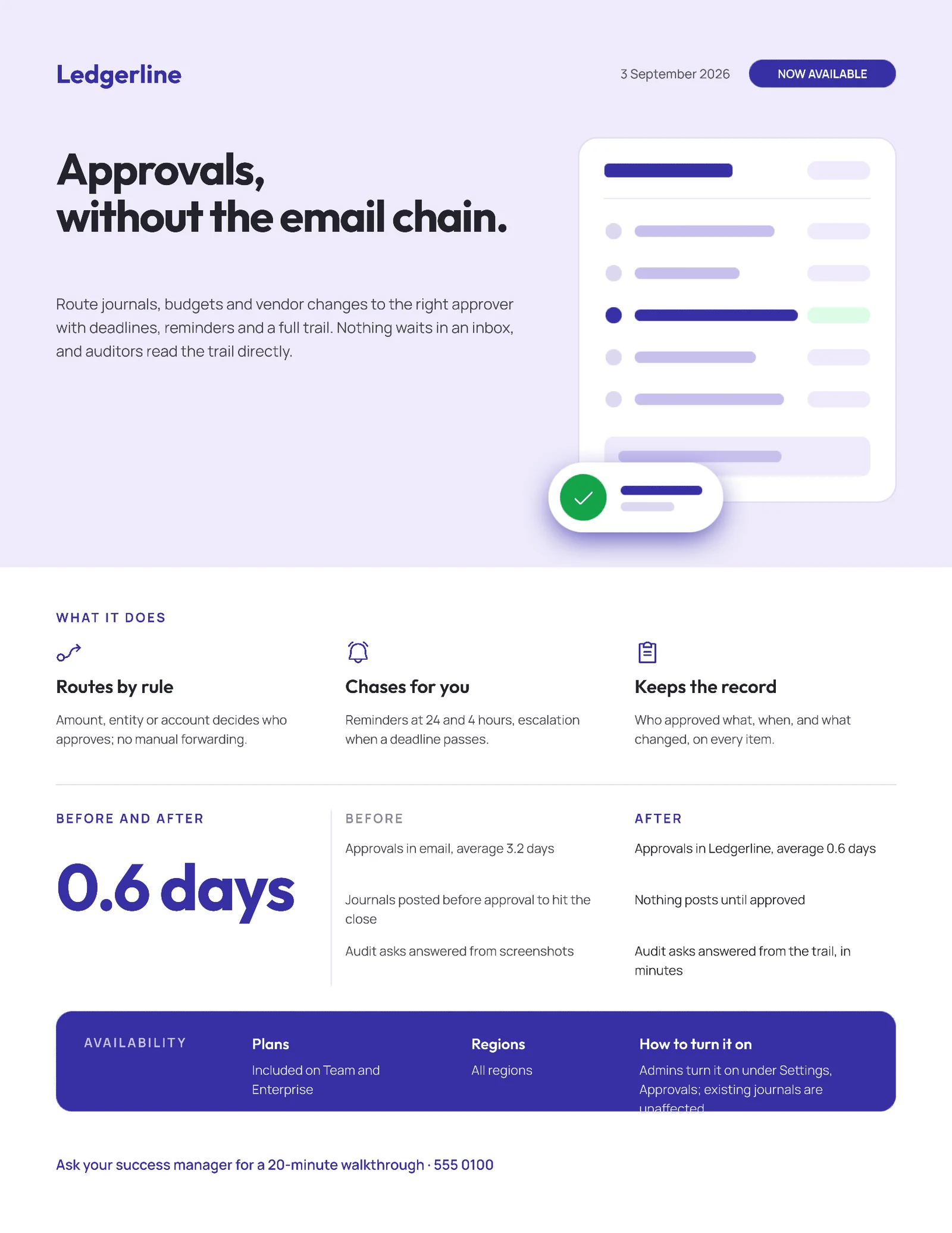 Launch Hero Feature Announcement — 2-page One pager template, page 2 of 2