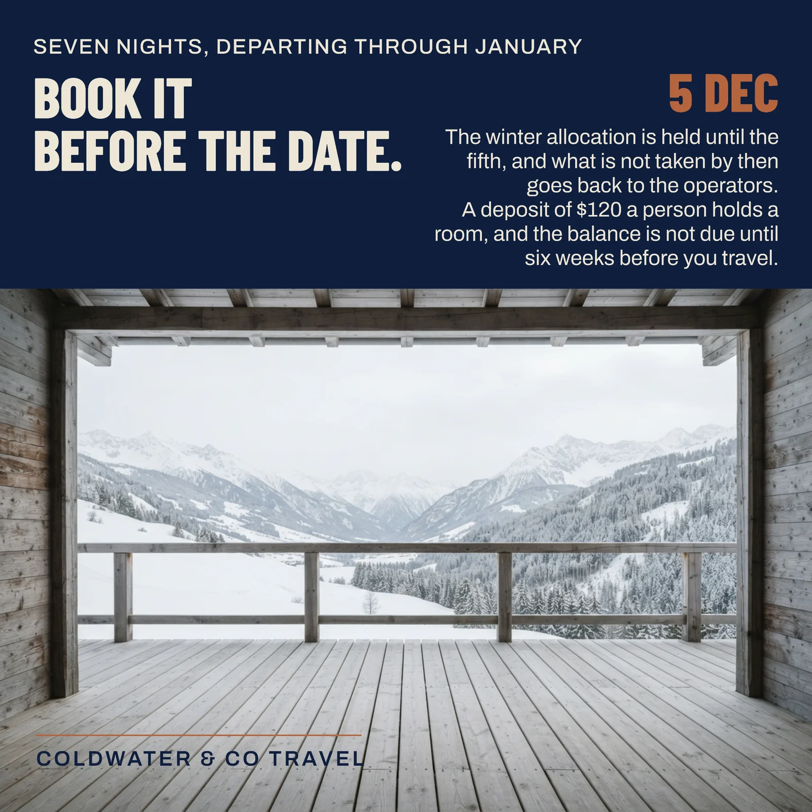 Ink Upper Band Travel Agency Christmas Booking Deadline Facebook Ad — 1:1 Facebook ad template