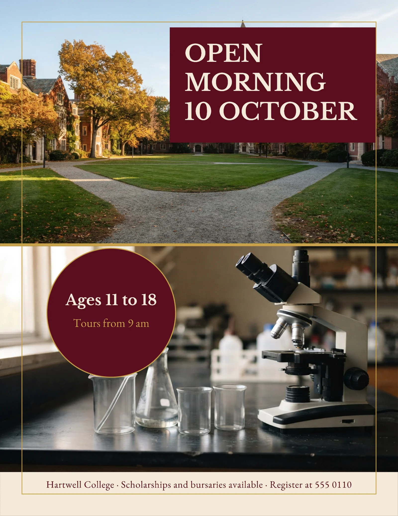 Two-Frame Campus School Open Morning Flyer — Letter Flyer template